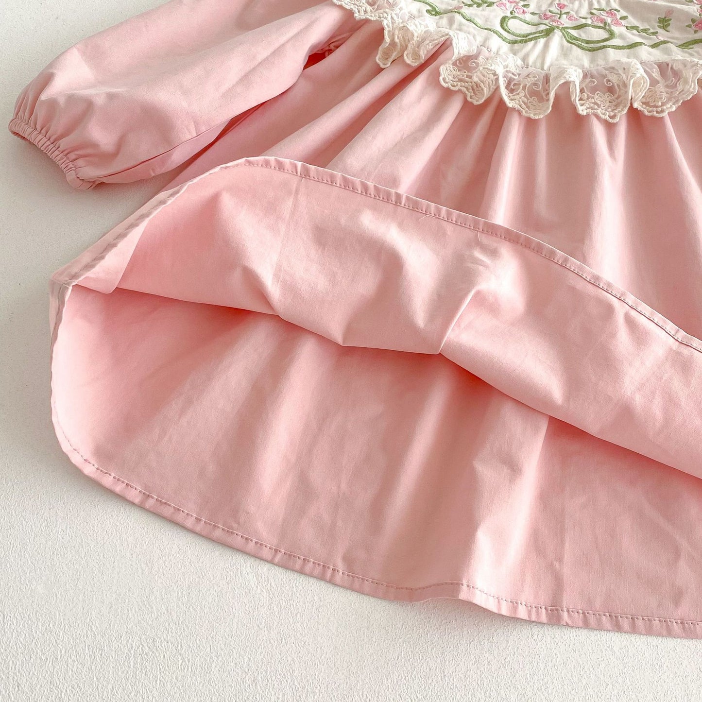 Spring Lace Stand Collar Flower Embroidered Sweet Princess Children's Dress