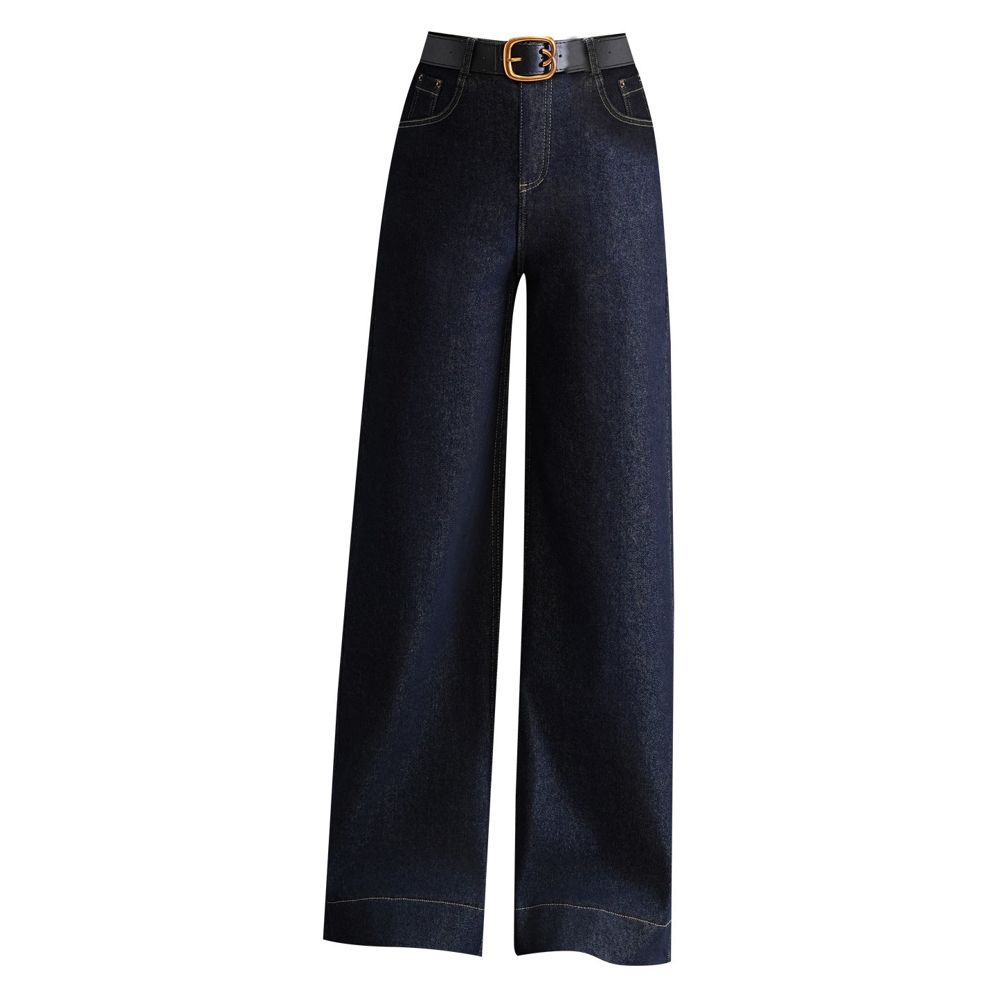 Women's Denim Draping Slim Fit Trousers Fashion High Waist Wide Leg Casual Pants