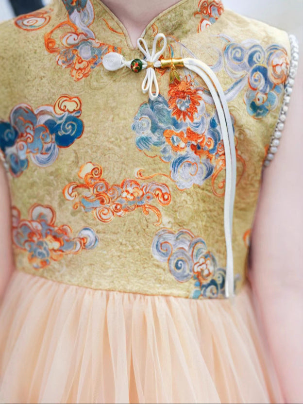 Sudden Skirt Summer Chinese Style Breathable Short Sleeve Fashionable Children's Dress