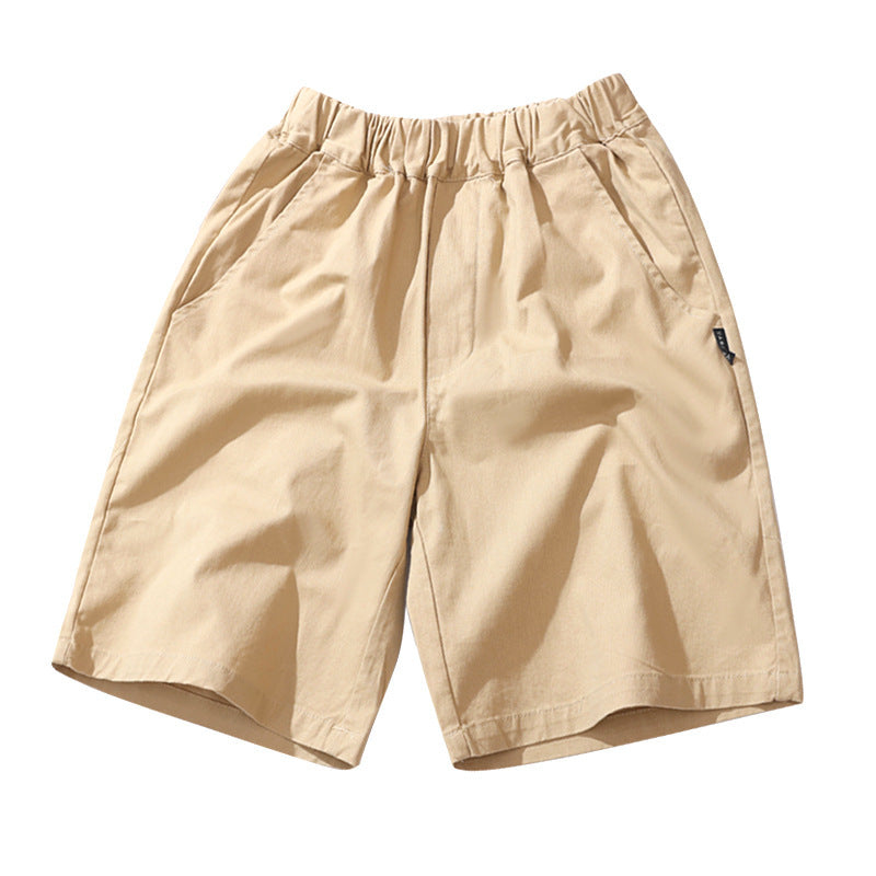 Children's British Cropped Shorts Stretch Khaki Purplish Children's Pants