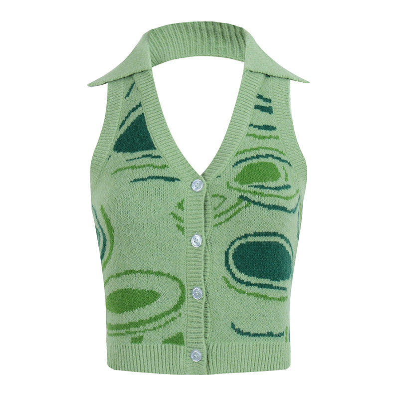 Street Fashion Irregular Pattern Contrast Color Halter Small Vest/suspenders/tube Top