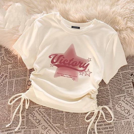 Children's Summer Western Style Thin Medium Big Drawstring Children's T-shirt