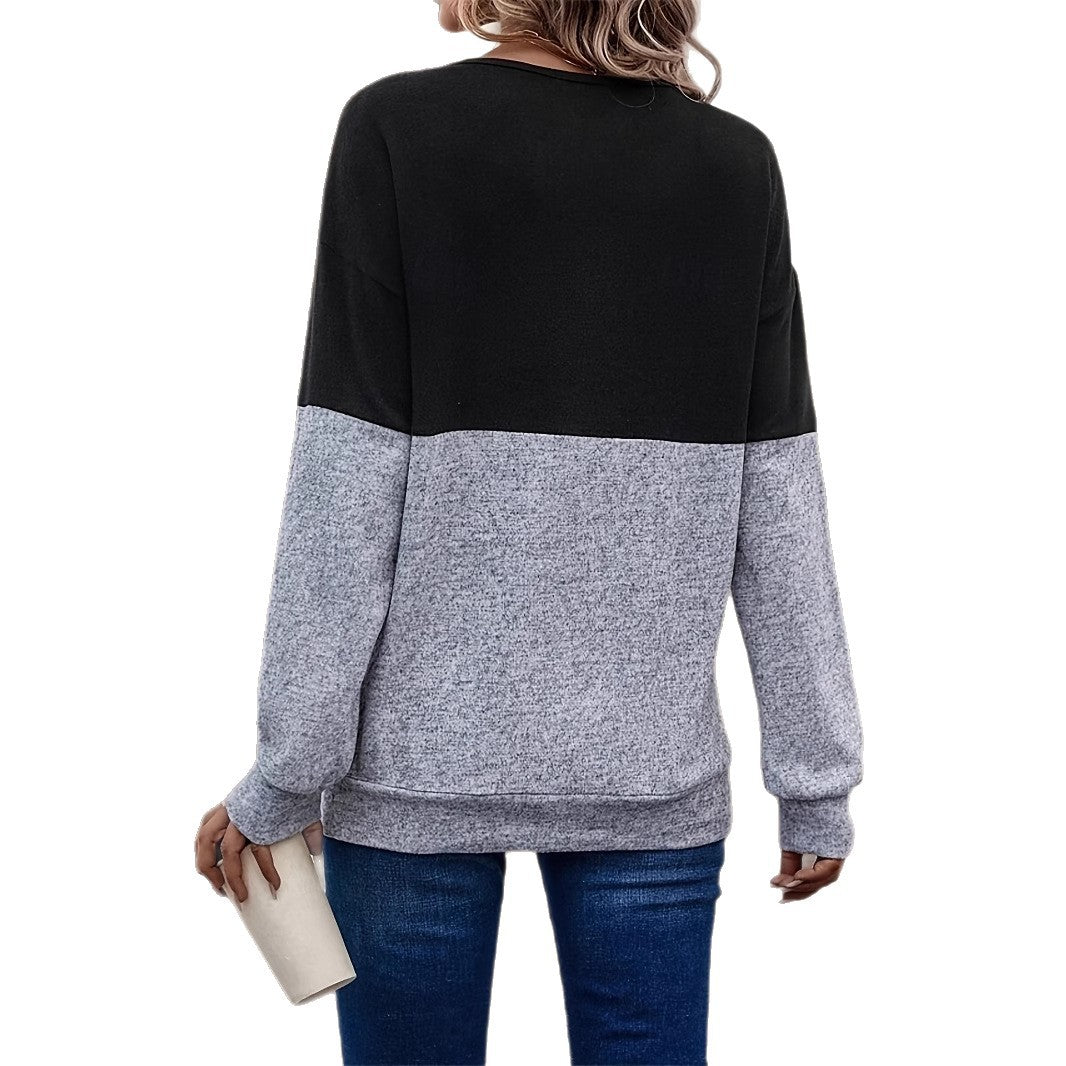Women's Half Sleeve Cross Color Contrast Patchwork Women's T-shirt