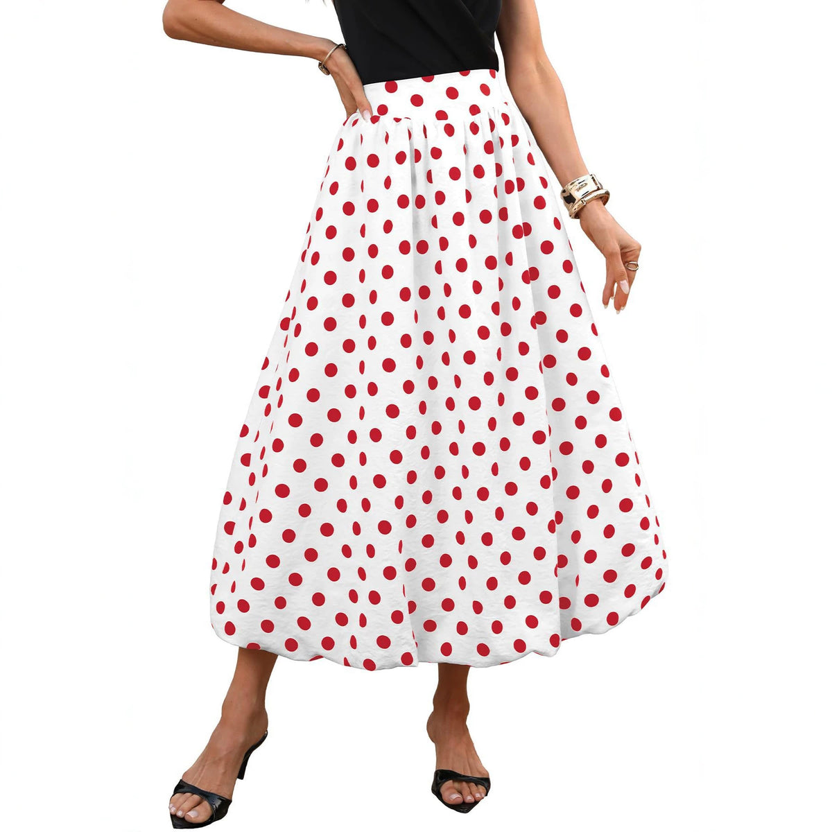 Women's Elastic Waist Fluffy Hem Bubble Skirt