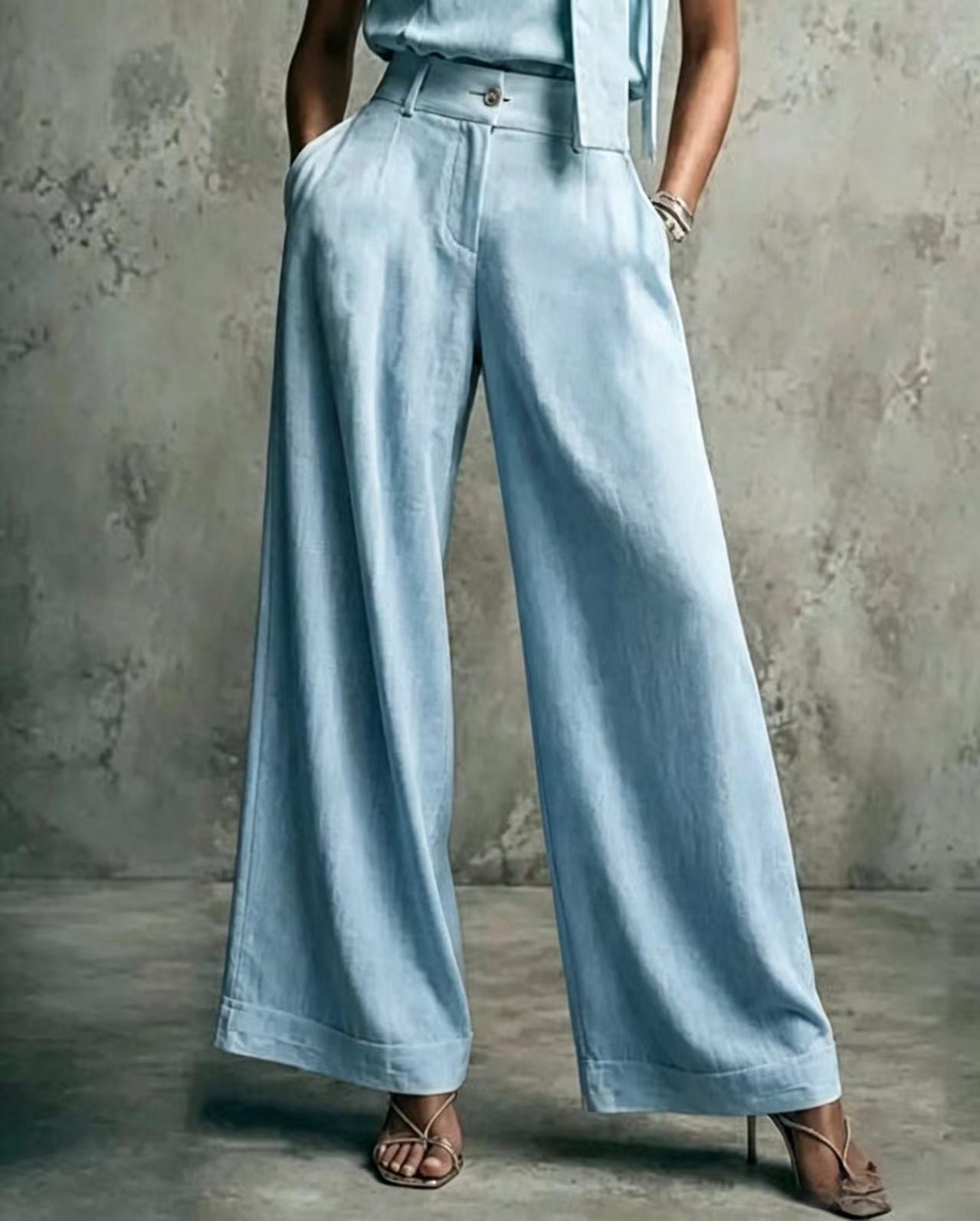 Women's Solid Color Wide Leg High Waist Loose Casual Pants