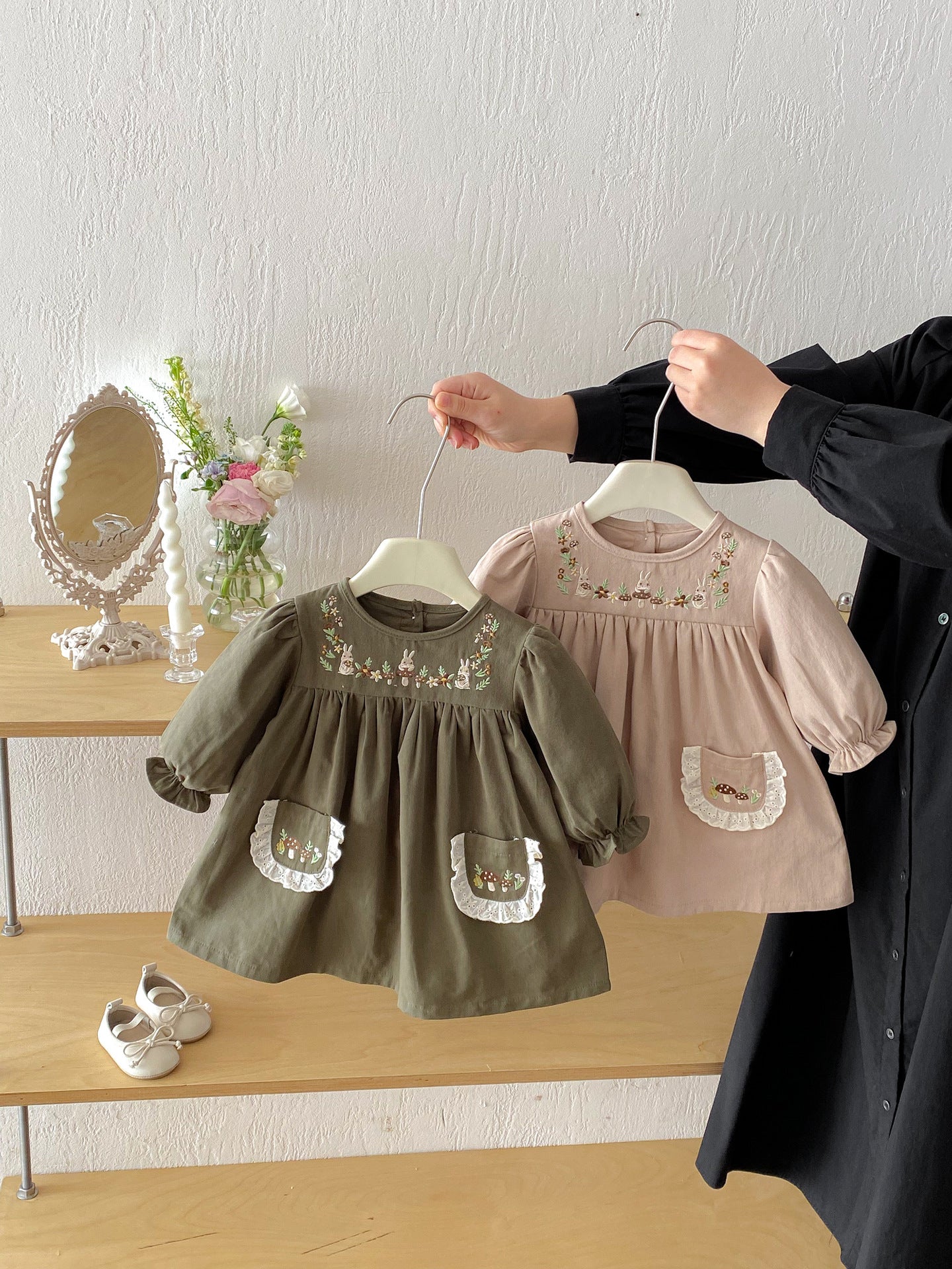 Children's Spring Preppy Princess Embroidered Infant Children's Dress