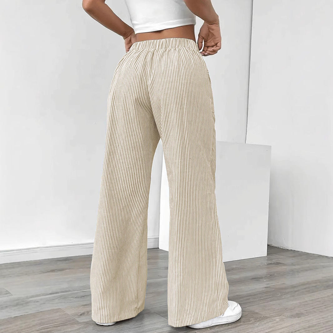 Women's Spring Stripes Fashion Loose-fitting Trousers Casual Pants