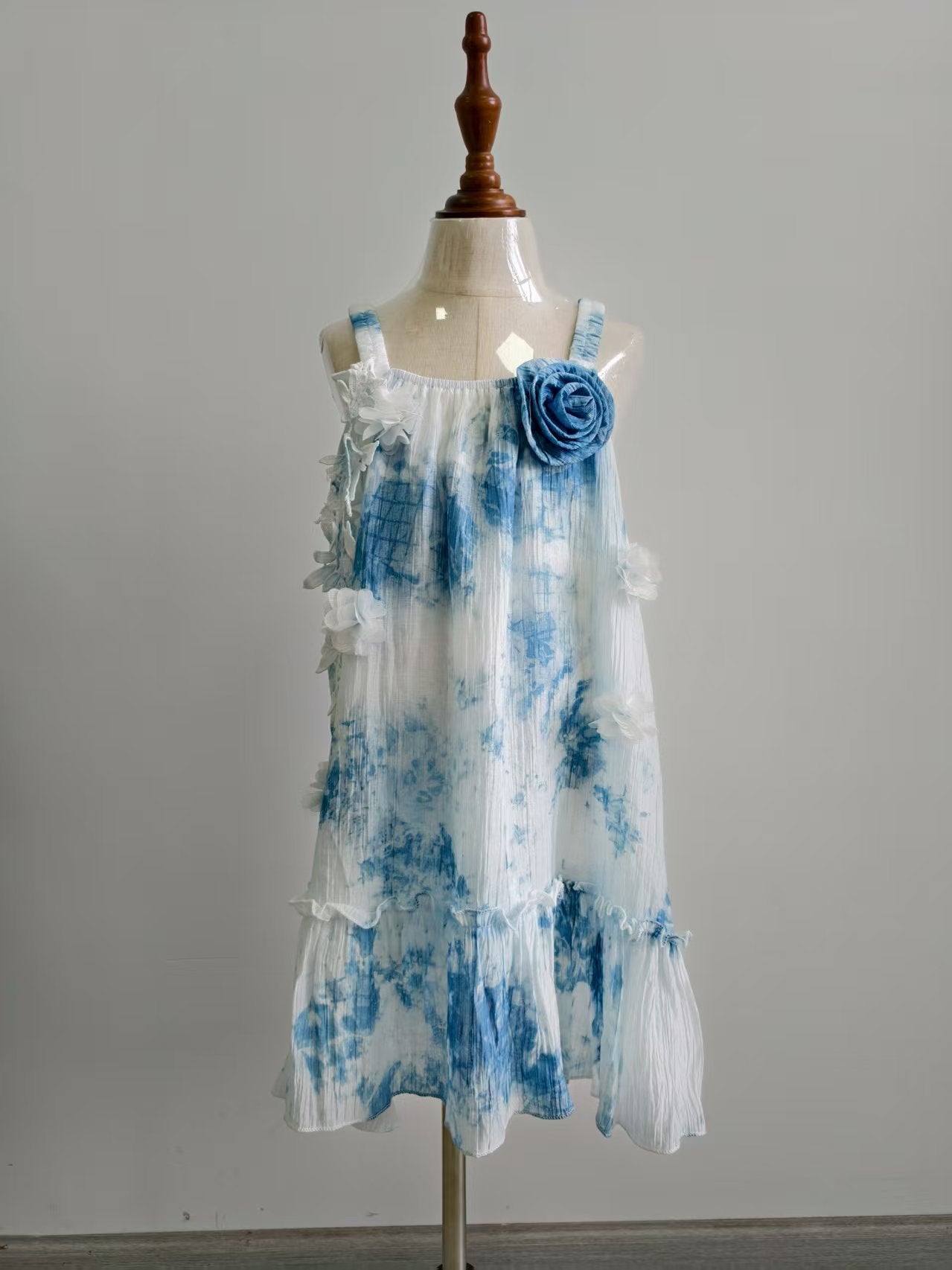 Children's Yunnan Dali Clothing Blue White Suspender Children's Dress