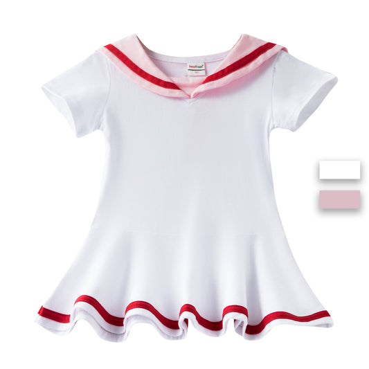 Color Pure Cotton A- Line Skirt Short Children's Dress