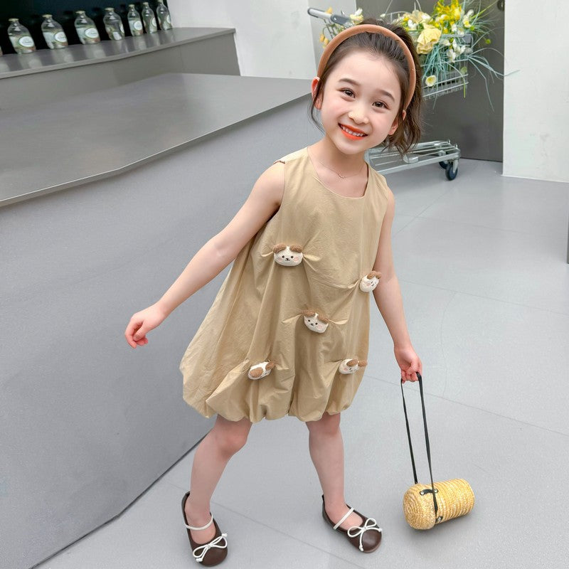 Summer Fashionable Red Bud Skirt Sleeveless Children's Dress