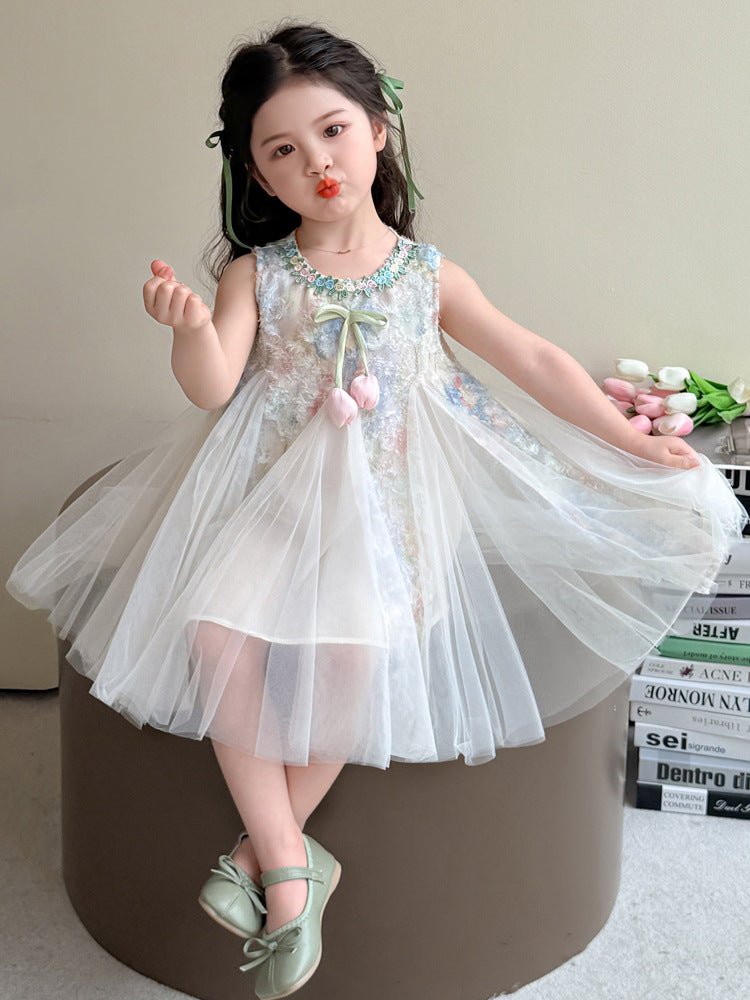 Children's Clothing Princess Skirt Vest Summer Sleeveless Chinese Children's Dress