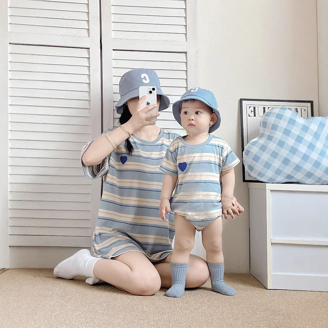 Family Of Three Clothes Striped Summer Parent-child Outfit
