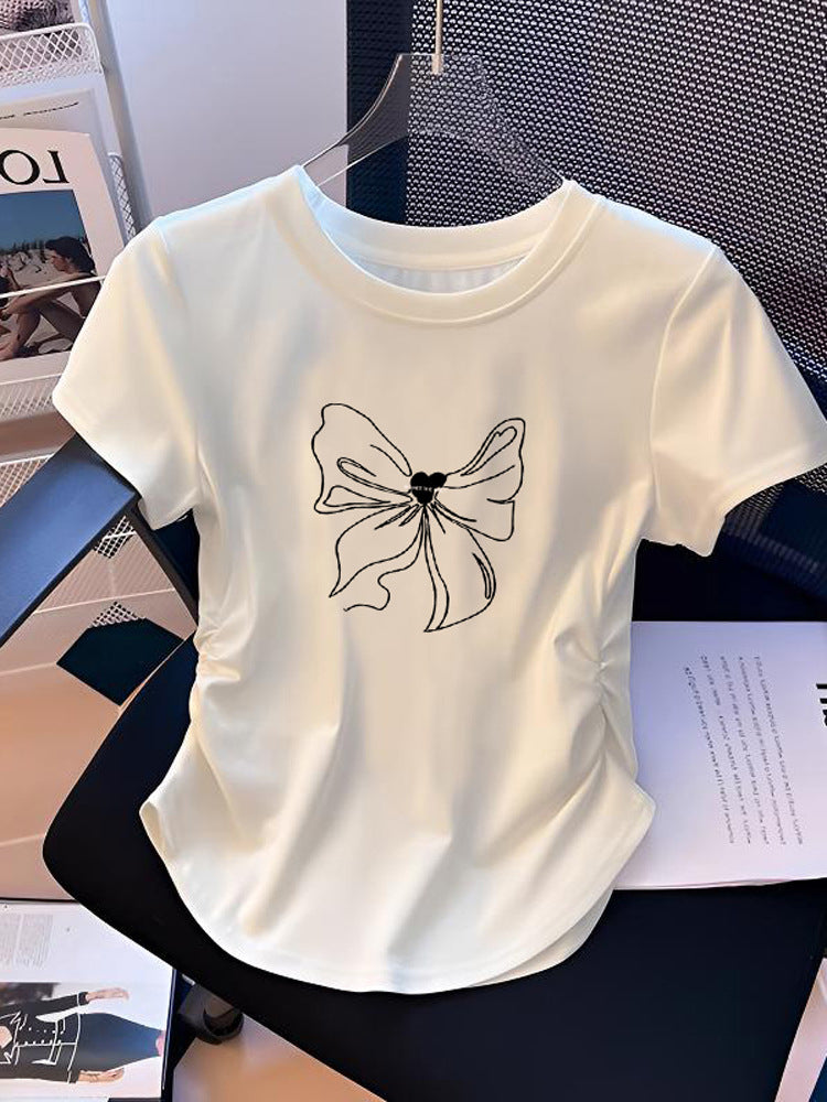 White Pure Cotton Short-sleeved Summer Korean Style Loose Middle Big Children's T-shirt