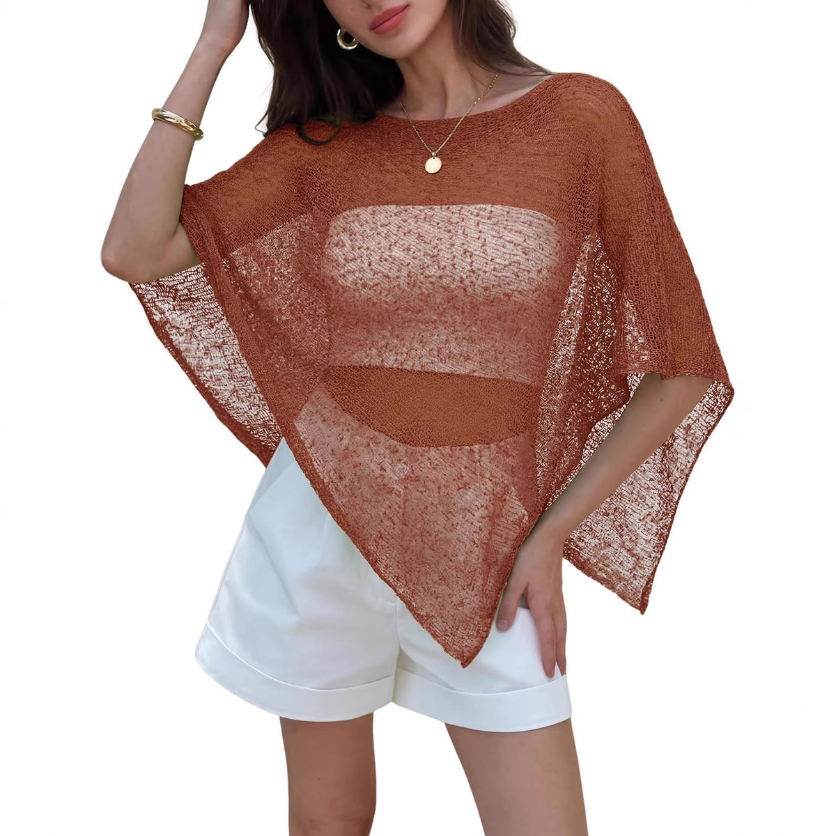 Women's Shawl Sun Protection Loose Idle Thin Ice Silk Lace Shirt, Chiffon Shirt