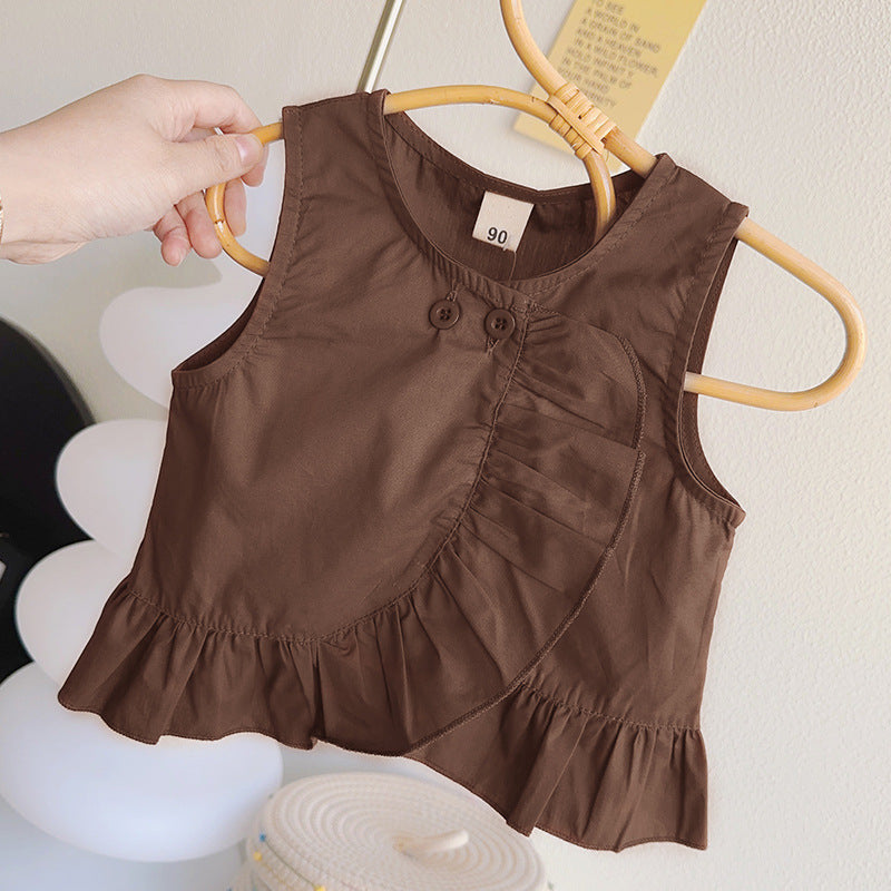 Children's Wear Summer Sleeveless Doll Shirt Wide Children's Suit