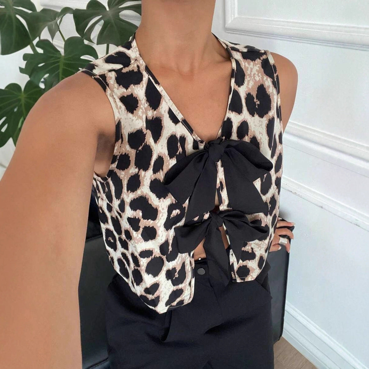 Durable Slouchy Leopard Print Sexy Hot Small Vest/suspenders/tube Top