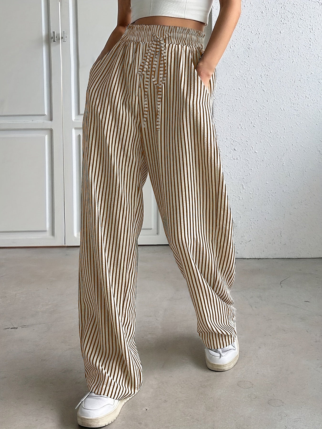 Charming Durable Trendy Women's Striped Trousers Casual Pants