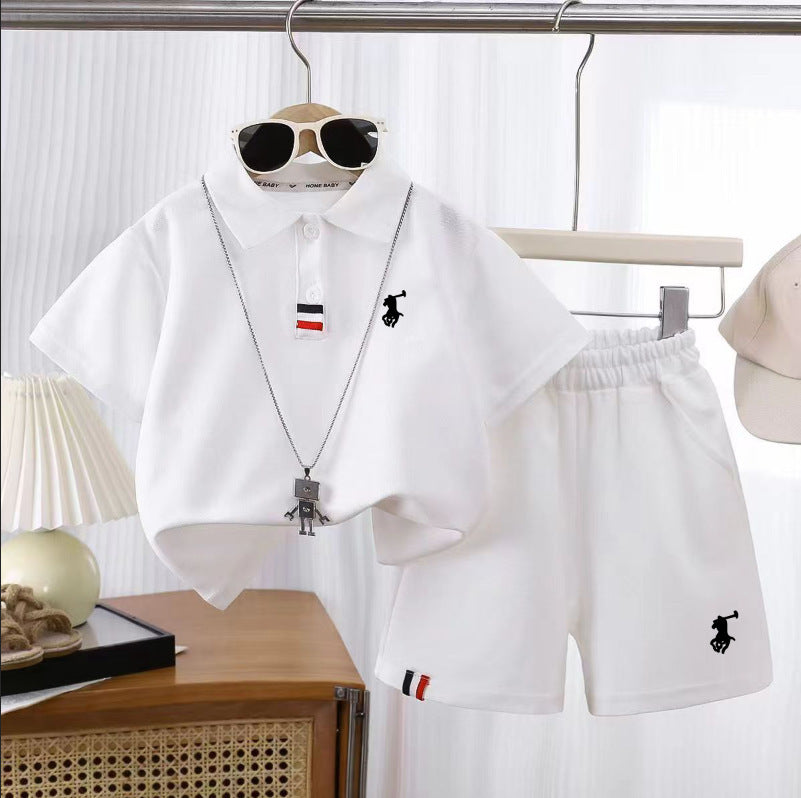 Children's Summer Medium Large Shorts Embroidery Sports Short Sleeve Children's Suit