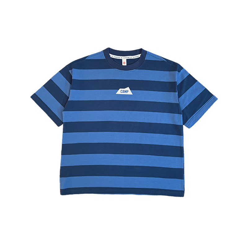 Children's Mountain Clothing Summer Boy's Short-sleeved Medium Large Striped Short Children's T-shirt