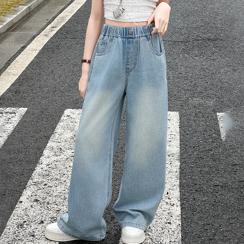 Jeans Fashionable Bow Trousers Korean Style Summer Children's Pants
