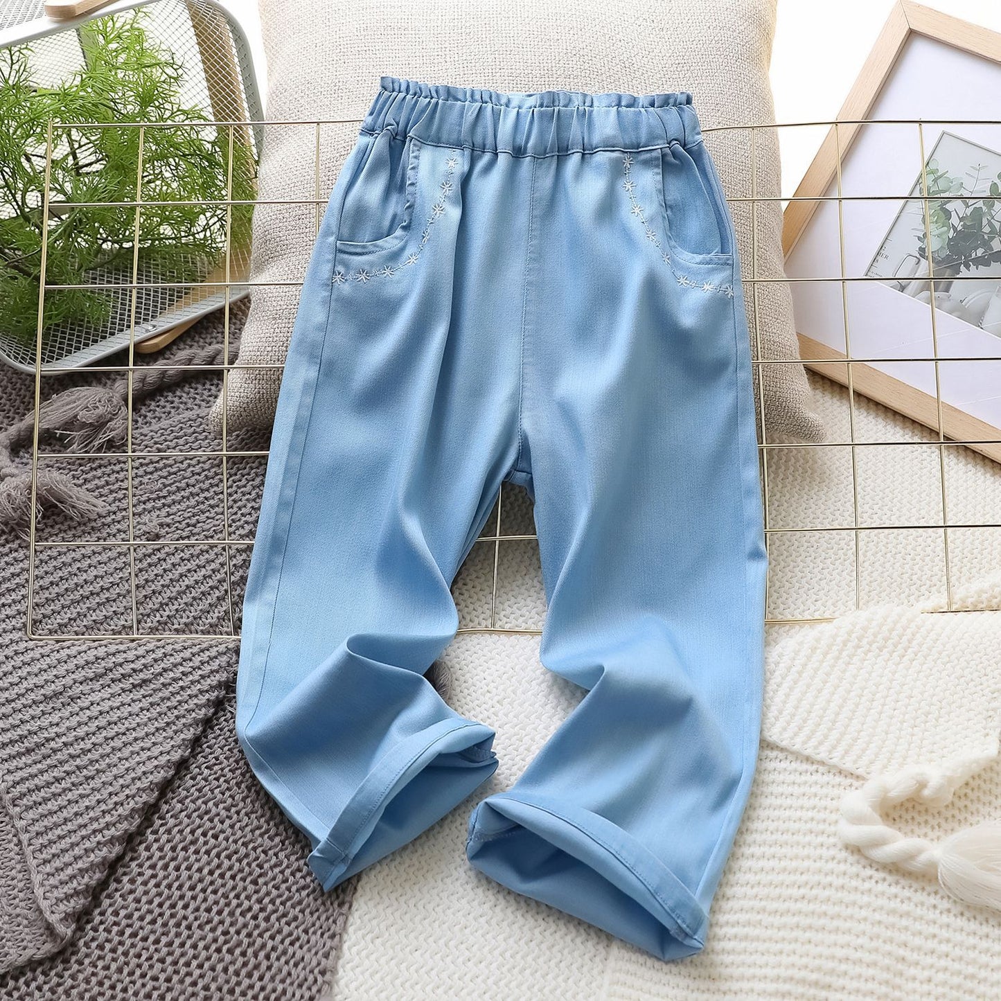 Domestic Sales Middle Big Denim Trousers Can Be Children's Pants