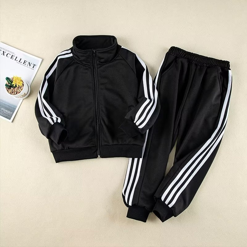 Children's Leisure Sports Boys Zipper Cardigan Outerwear Striped Children's Suit