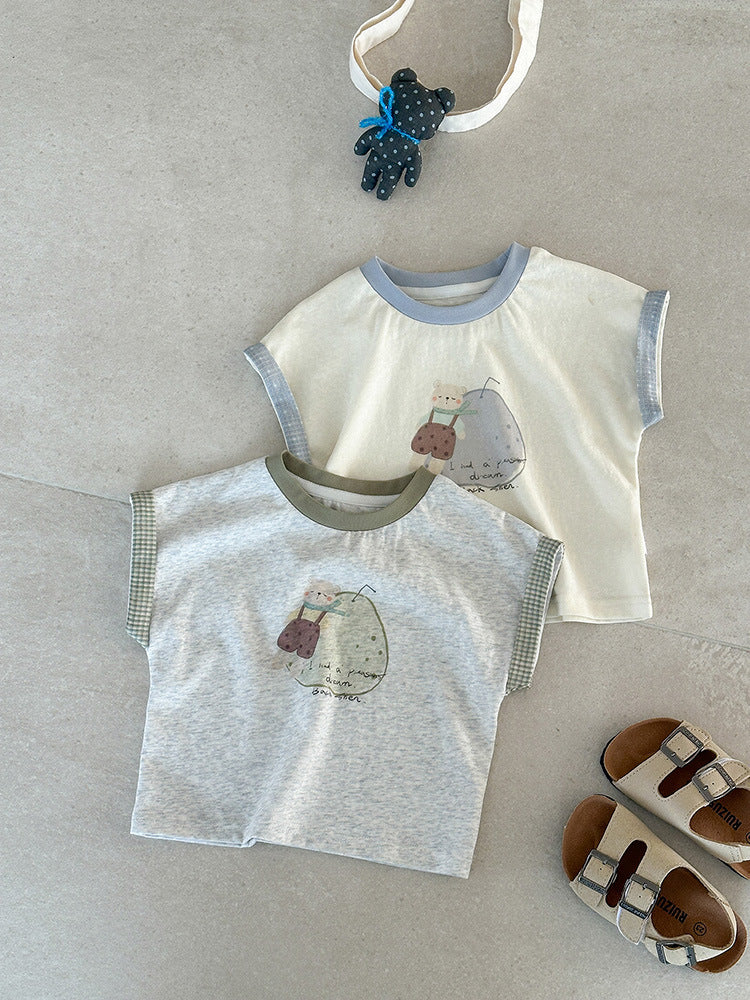 Cartoon Printed Sleeveless Summer Boy Korean Style Children's T-shirt
