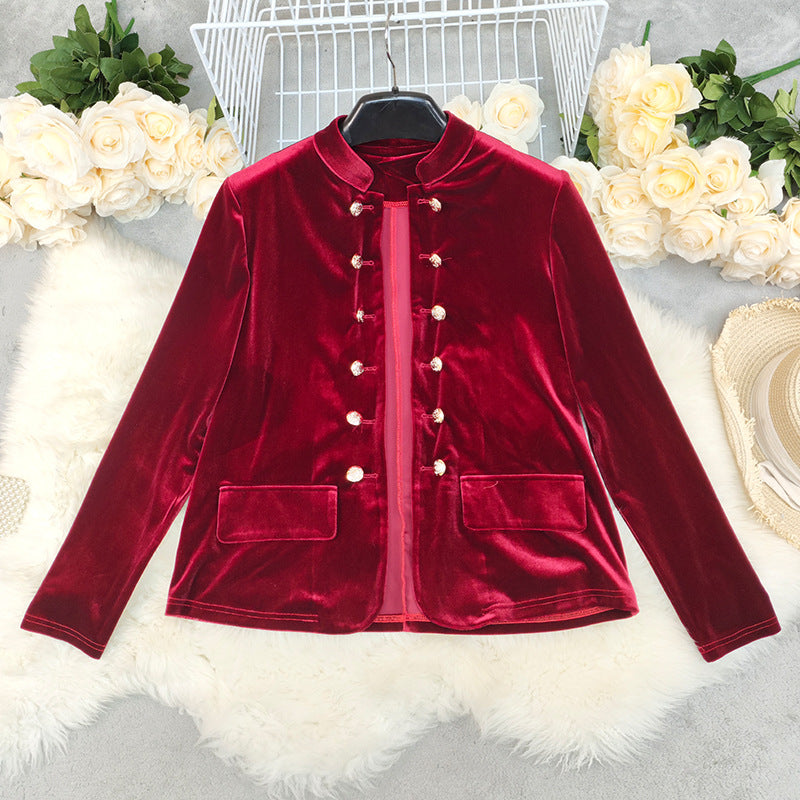 Women's Fashion Solid Color Double Breasted Blouse