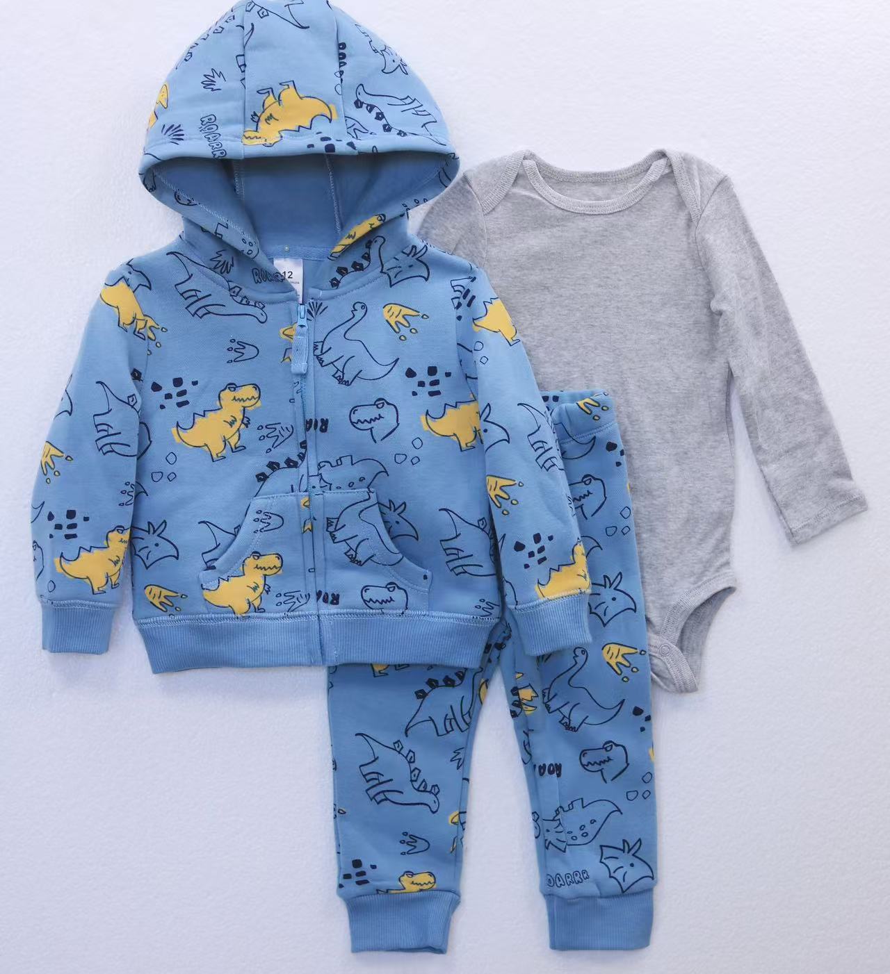 Women's & Men's Clothing Sweater Jacket Hooded Long-sleeved Romper Three-piece Children's Suit