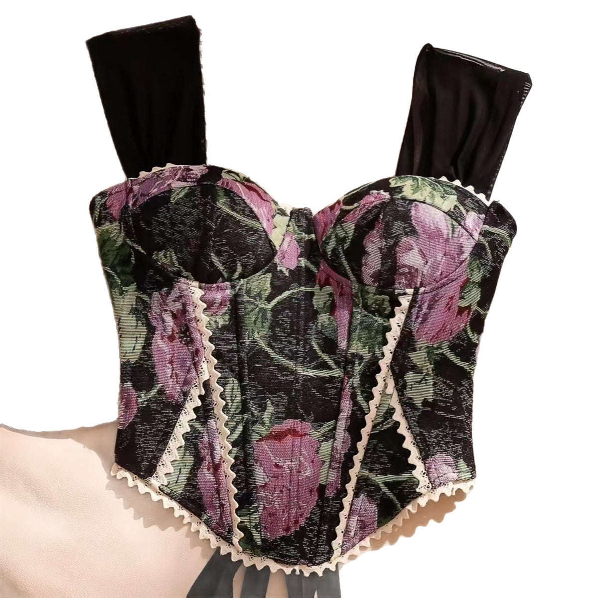 Retro French Jacquard Oil Painting Sense Palace Style Chest Wrap Small Vest/suspenders/tube Top