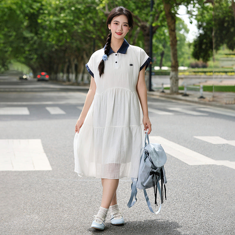 School Summer Thin Medium Large Size Loose Skirt Mid-length College Children's Dress