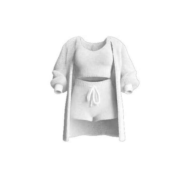 Knitted Plush Long Sleeve Set Three-piece Fashion Casual Suit