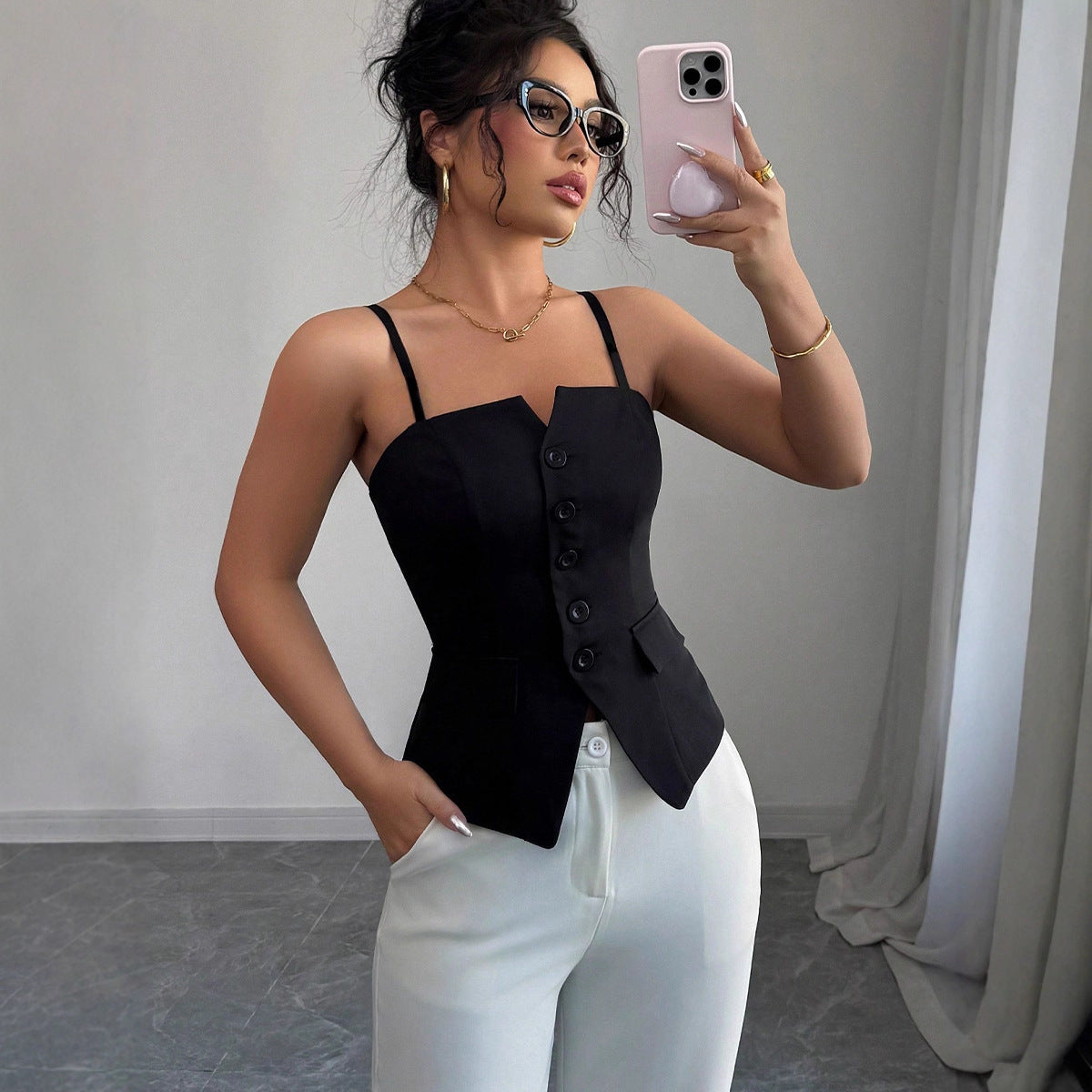 Women's Summer Intellectual Temperament Commute Tank Small Vest/suspenders/tube Top