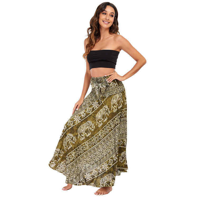 Casual Thai Dress Beach Vacation Two-way Big Swing Skirt