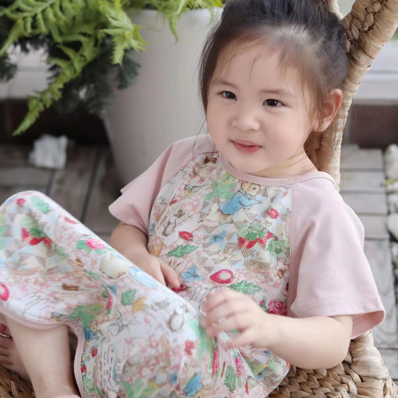 Bamboo Fiber Cool Gauze Summer Clothing Home Parent-child Outfit