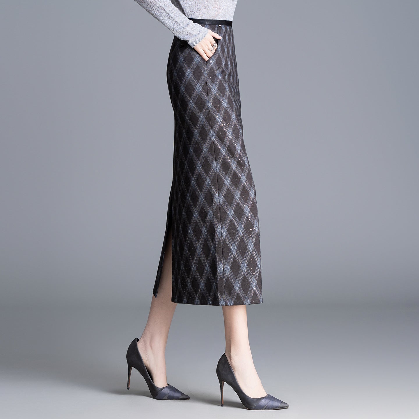 Women's Style Plaid Spring High Waist Slimming Mid-length Skirt