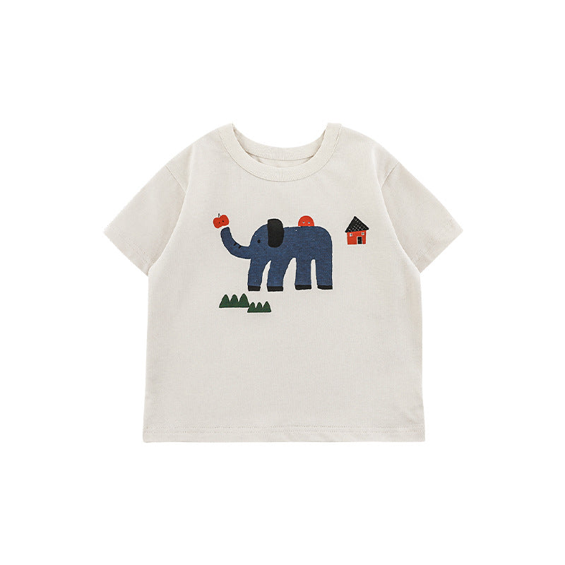 Lightweight Series Summer Hooded Jacket Loose Short Sleeve Children's T-shirt