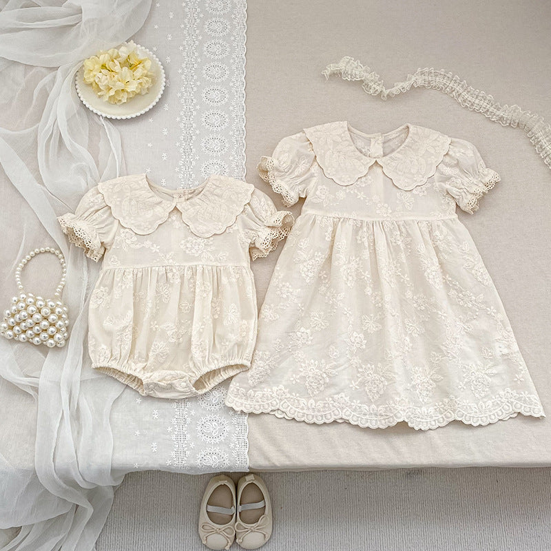 Summer Korean Style Embroidered Western Romper Children's Dress