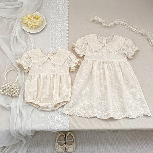 Summer Korean Style Embroidered Western Romper Children's Dress