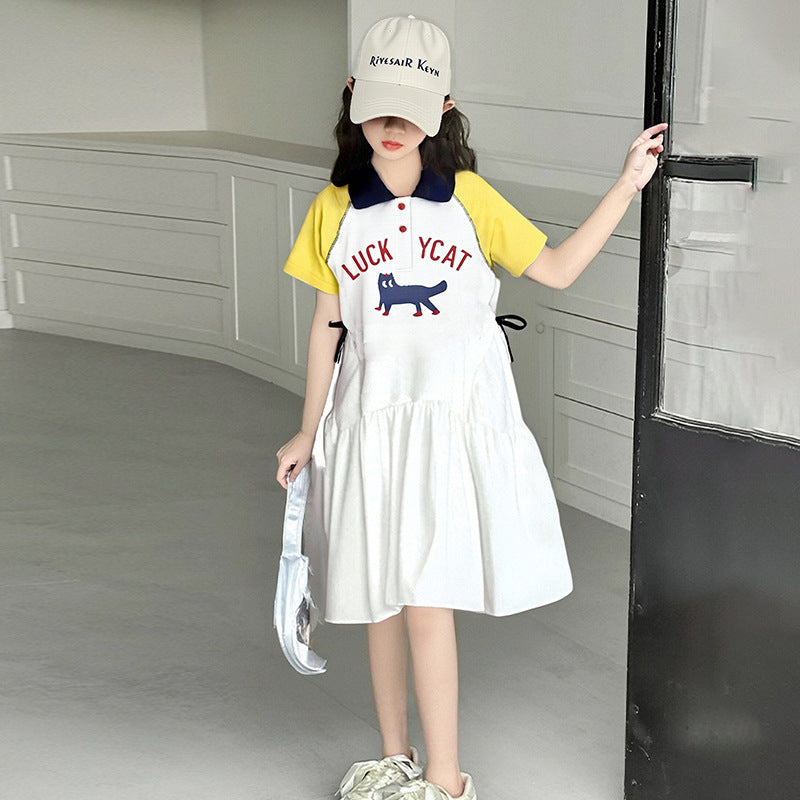 Fashionable Summer Fashion Cartoon Skirt Female Older Children's Dress