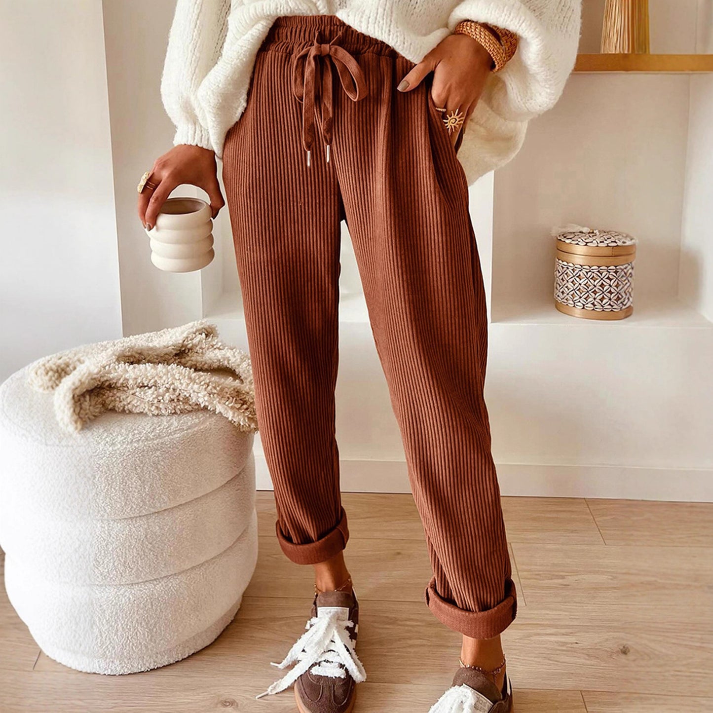 New Women's Clothes Fashion Solid Color Casual Pants