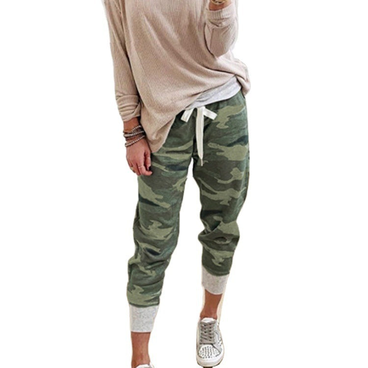 Fashion Women's Camouflage Printed Drawstring Jogging Pants
