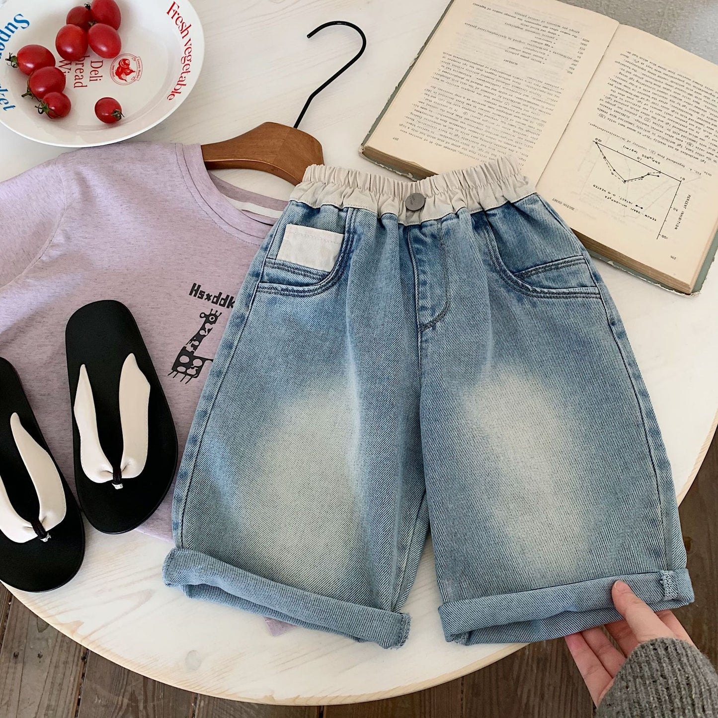 Children's Denim Summer Boys Solid Color Loose Children's Pants