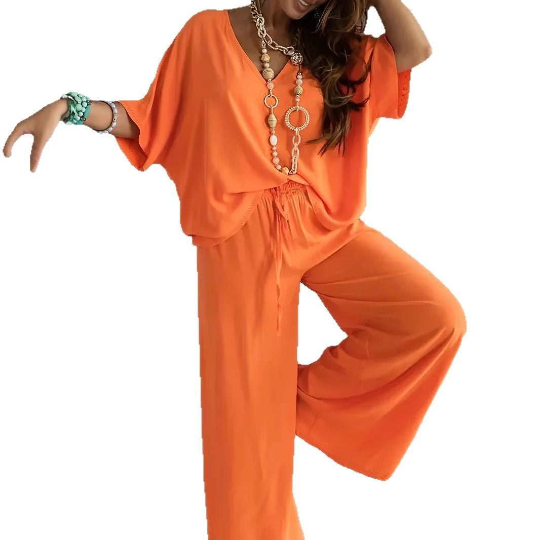 Popular Women's Collar Batwing Sleeve Loose Fashion Casual Suit