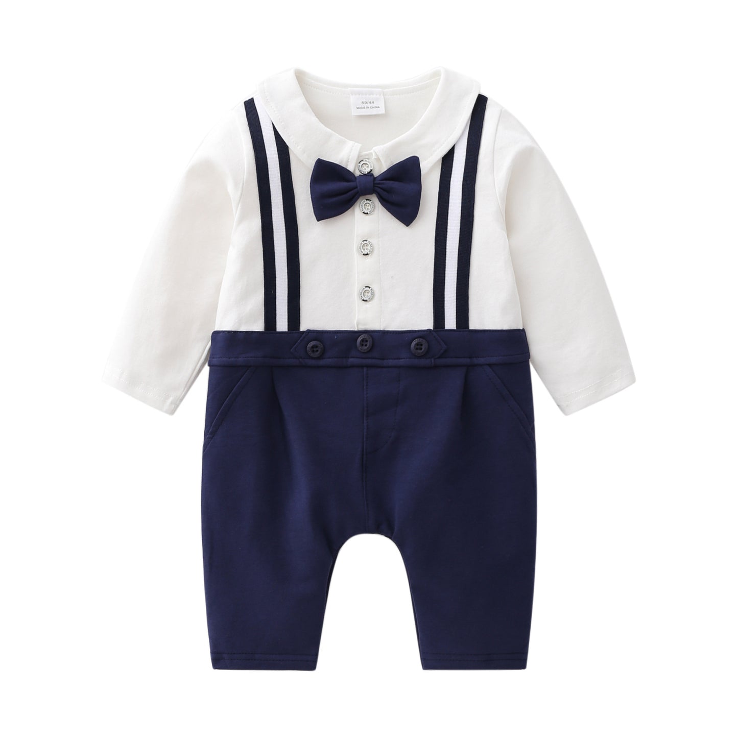 Children's Old Celebration Dress Long-sleeved Bow Tie Strap Jumpsuit, Climbing Suit