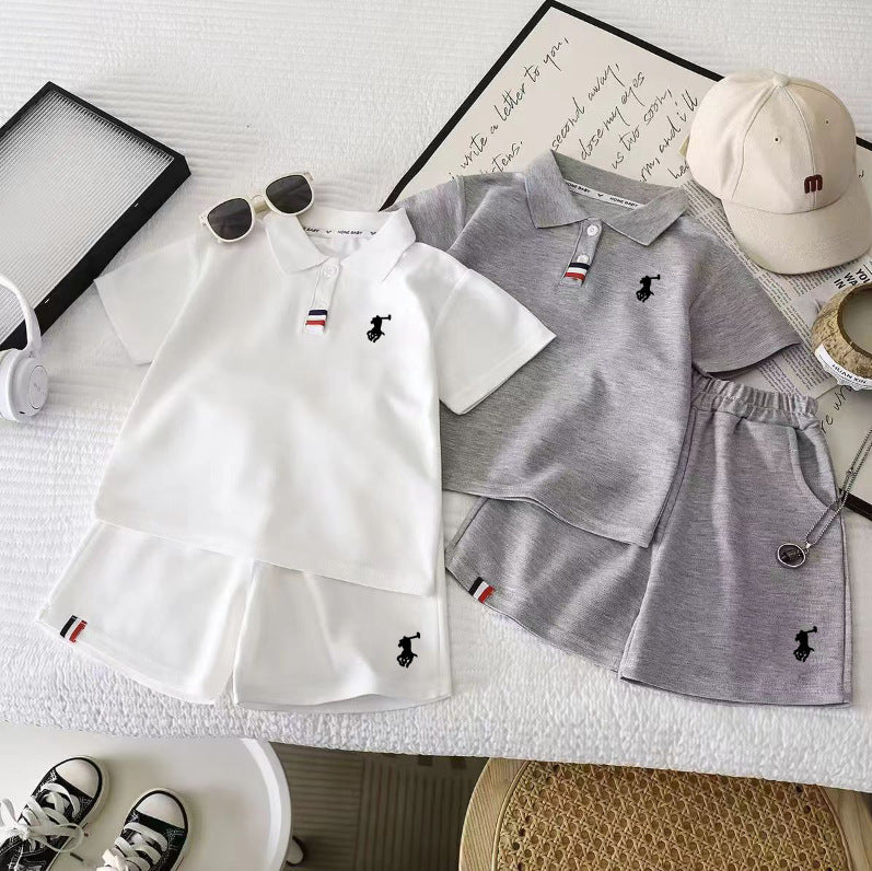 Children's Summer Medium Large Shorts Embroidery Sports Short Sleeve Children's Suit