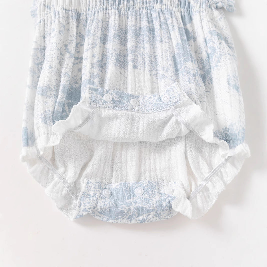 Chinese Style Pure Cotton Rompers Summer Thin Bodysuit Infant Jumpsuit, Climbing Suit