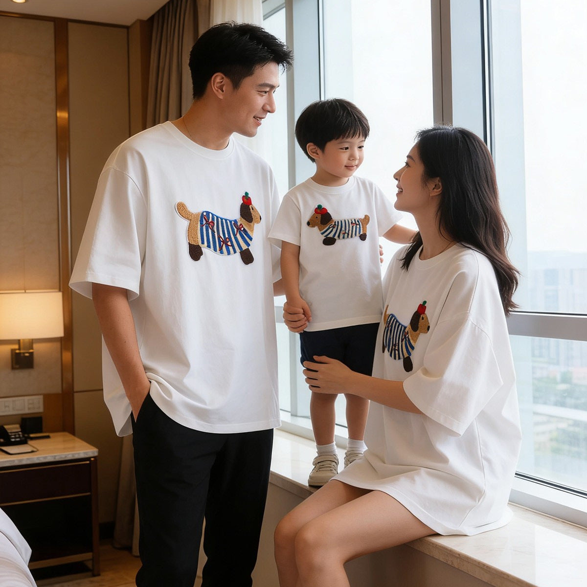 Summer Matching Sausage Dog Cotton Short-sleeved T-shirt For The Whole Parent-child Outfit