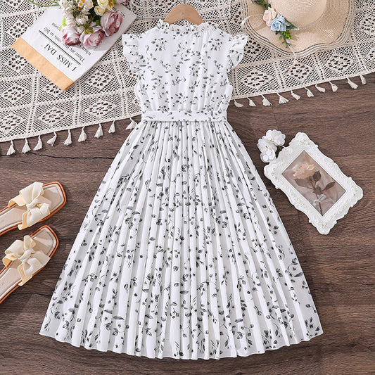 Women's Clothing Floral Flounce Loose Graceful Midi Children's Dress
