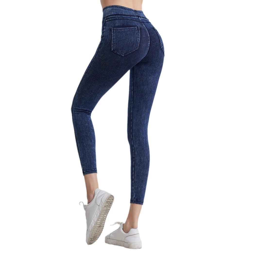 Women's Slimming Belly Shaping Elastic Outerwear Double Pocket Fitness Women's Jeans